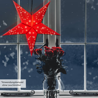 Papierstern 2er Set 60cm rot Fensterdeko faltbar XL Stern Weihnachtsstern Dekostern Stanzungen 201639