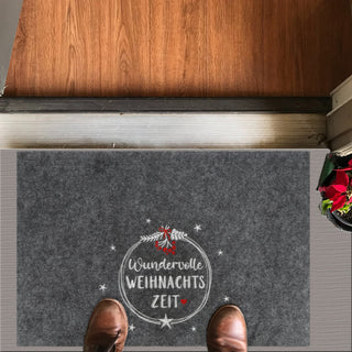 Fussmatte Weihnachtsmotiv Verschiedene Sprüche bestickt Filz grau/rot 60x40cm Fußabstreifer Schmutzfangmatte Türvorleger Fußabtreter