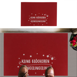 Fussmatte Weihnachtsmotiv Verschiedene Sprüche bestickt Filz grau/rot 60x40cm Fußabstreifer Schmutzfangmatte Türvorleger Fußabtreter