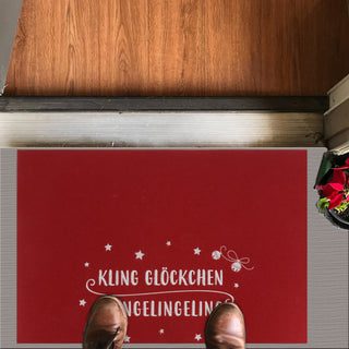 Fussmatte Weihnachtsmotiv Verschiedene Sprüche bestickt Filz grau/rot 60x40cm Fußabstreifer Schmutzfangmatte Türvorleger Fußabtreter