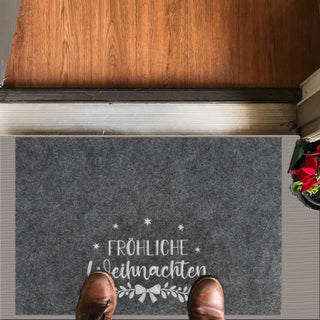 Fussmatte Weihnachtsmotiv Verschiedene Sprüche bestickt Filz grau/rot 60x40cm Fußabstreifer Schmutzfangmatte Türvorleger Fußabtreter