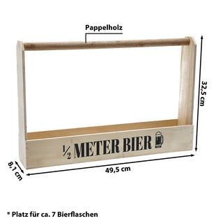 Bierflaschenträger 1/2 Meter Bier Sperrholz 49,5x32,5x8cm Bierliebhaber Flaschenträger Bierträger
