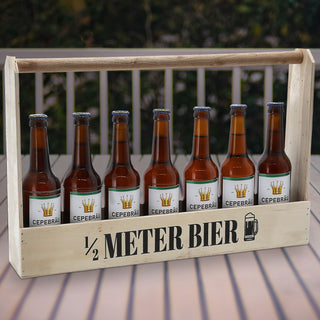 Bierflaschenträger 1/2 Meter Bier Sperrholz 49,5x32,5x8cm Bierliebhaber Flaschenträger Bierträger