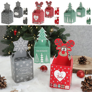 Süßigkeitenbox 3er Set 3 Weihnachts-Motive Papier 8,5x10x8,5cm Pralinenschachtel Geschenkverpackung Pappschachtel Boxen