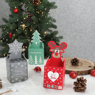 Süßigkeitenbox 3er Set 3 Weihnachts-Motive Papier 8,5x10x8,5cm Pralinenschachtel Geschenkverpackung Pappschachtel Boxen