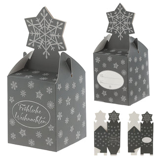 Süßigkeitenbox 3er Set 3 Weihnachts-Motive Papier 8,5x10x8,5cm Pralinenschachtel Geschenkverpackung Pappschachtel Boxen