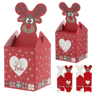 Süßigkeitenbox 3er Set 3 Weihnachts-Motive Papier 8,5x10x8,5cm Pralinenschachtel Geschenkverpackung Pappschachtel Boxen