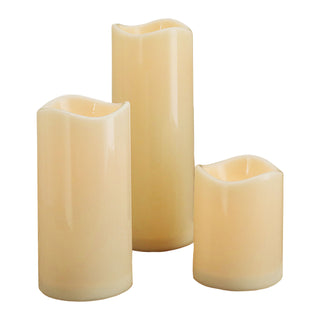 LED Kerzenset 3er Set Outdoor Timerfunktion batteriebetrieben 3 Größen elfenbein LED-Kerze warmweiß Flackerfunktion