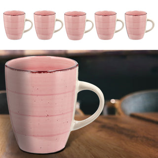 6x Kaffeebecher Steingut Farbwahl 360ml 9x11cm Tasse Becher Henkeltasse  Kaffeetasse Teetasse