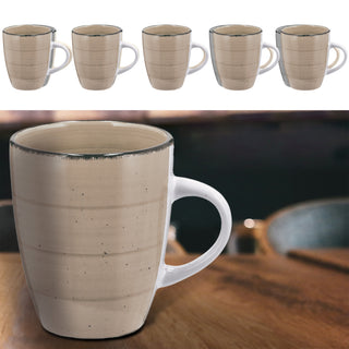 6x Kaffeebecher Steingut Farbwahl 360ml 9x11cm Tasse Becher Henkeltasse  Kaffeetasse Teetasse