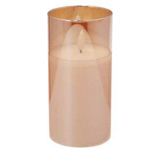 3x LED Echtwachs-Kerze im Glas gold H:12,5/15,0 B7,5cm Kerzenset Flackerfunktion Timerfunktion