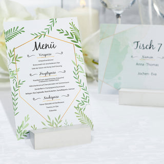 Tischkartenhalter Fotohalter 24er Set Block 4x8cm MDF weiß Kartenhalter Halterung Foto Speisekarte Postkartenhalter