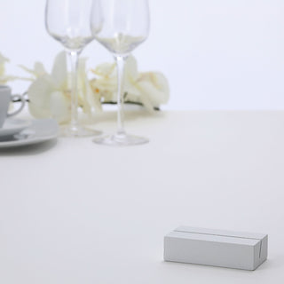 Tischkartenhalter Fotohalter 24er Set Block 4x8cm MDF weiß Kartenhalter Halterung Foto Speisekarte Postkartenhalter