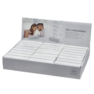 Tischkartenhalter Fotohalter 24er Set Block 4x8cm MDF weiß Kartenhalter Halterung Foto Speisekarte Postkartenhalter