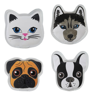 Taschenwärmer 4er Set Hundekopf Katzenkopf 9,5x14cmTaschenheizkissen Wärmer Handwärmer Gelkissen wiederverwendbar