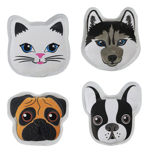 Taschenwärmer 4er Set Hundekopf Katzenkopf 9,5x14cmTaschenheizkissen Wärmer Handwärmer Gelkissen wiederverwendbar