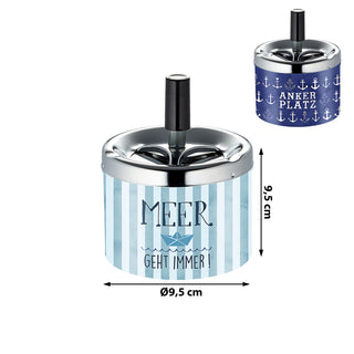 Drehaschenbecher Maritim-Design 2er Set 9x7cm Metall Aschenbecher Windaschenbecher Ascher Drehmechanismus