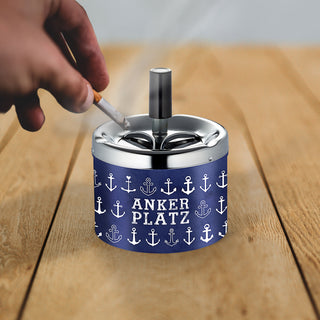 Drehaschenbecher Maritim-Design 2er Set 9x7cm Metall Aschenbecher Windaschenbecher Ascher Drehmechanismus