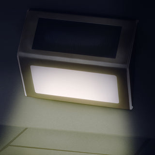 Solar LED Wandleuchte 6er Set 10x8x2cm IP44 Edelstahl Kunststoff warmweiß akkubetrieben Wandlampe