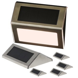 Solar LED Wandleuchte 6er Set 10x8x2cm IP44 Edelstahl Kunststoff warmweiß akkubetrieben Wandlampe
