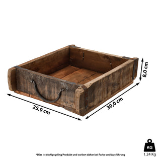 Holzkiste Ziegelform Altholz 30x25/60x15 Upcycling Buche Used Look Kiste Box Dekokiste Holzbox Metallhenkel