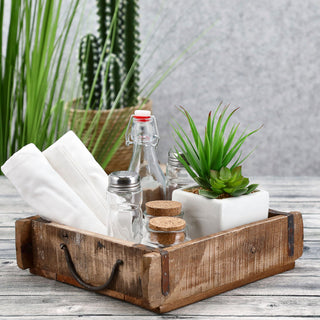 Holzkiste Ziegelform Altholz 30x25/60x15 Upcycling Buche Used Look Kiste Box Dekokiste Holzbox Metallhenkel