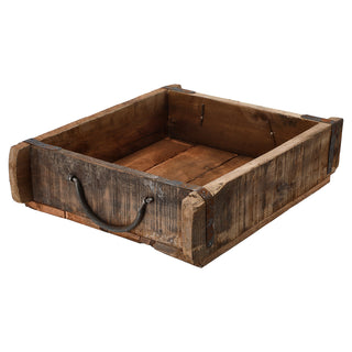 Holzkiste Ziegelform Altholz 30x25/60x15 Upcycling Buche Used Look Kiste Box Dekokiste Holzbox Metallhenkel