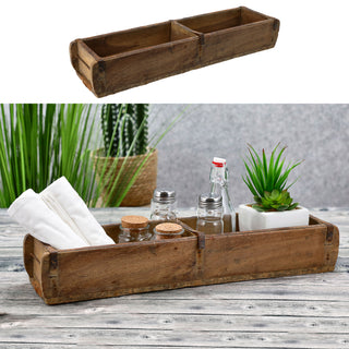 Holzkiste Ziegelform Altholz 30x25/60x15 Upcycling Buche Used Look Kiste Box Dekokiste Holzbox Metallhenkel