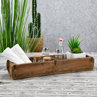 Holzkiste Ziegelform Altholz 30x25/60x15 Upcycling Buche Used Look Kiste Box Dekokiste Holzbox Metallhenkel