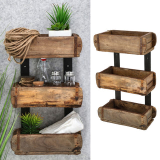 Regal Holzkiste Ziegelform 31x50x15cm Altholz Holzbox Vintage Used Look Wandregal 3 Kisten