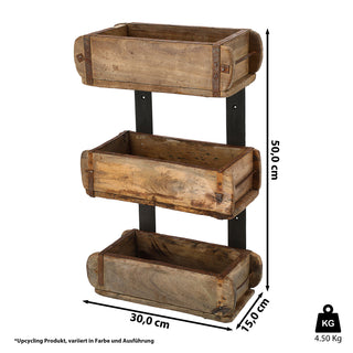 Regal Holzkiste Ziegelform 31x50x15cm Altholz Holzbox Vintage Used Look Wandregal 3 Kisten