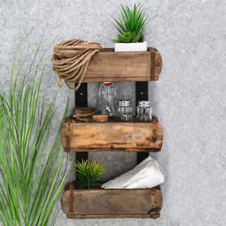 Regal Holzkiste Ziegelform 31x50x15cm Altholz Holzbox Vintage Used Look Wandregal 3 Kisten