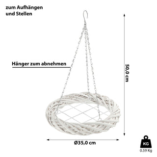 Weidenkranz zum Aufhängen oder Legen Weide 35cm weiß Dekokranz Ring Adventskranz Metallkette