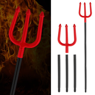 Dreizack Teufel Halloween 15x112cm schwarz rot Kunststoff Waffe zerlegt Speer Kostümzubehör