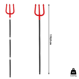 Dreizack Teufel Halloween 15x112cm schwarz rot Kunststoff Waffe zerlegt Speer Kostümzubehör