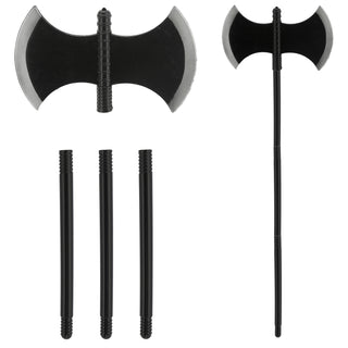 Axt Henker Halloween 30x110cm schwarz grau Kunststoff Waffe zerlegt Doppelaxt Kostümzubehör
