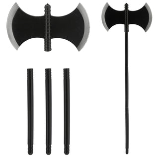 Axt Henker Halloween 30x110cm schwarz grau Kunststoff Waffe zerlegt Doppelaxt Kostümzubehör