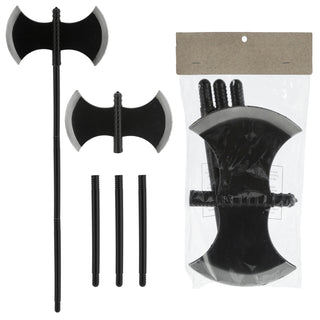 Axt Henker Halloween 30x110cm schwarz grau Kunststoff Waffe zerlegt Doppelaxt Kostümzubehör