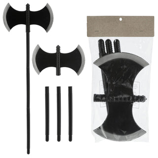 Axt Henker Halloween 30x110cm schwarz grau Kunststoff Waffe zerlegt Doppelaxt Kostümzubehör