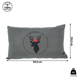 Sofakissen "Schwarzwaldliebe" 50x30cm Hirsch weiß/schwarz 280g Füllung grau Sofakissen Kuschelkissen Herz Dekokissen Reißverschluss waschbar
