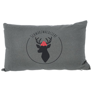 Sofakissen "Schwarzwaldliebe" 50x30cm Hirsch weiß/schwarz 280g Füllung grau Sofakissen Kuschelkissen Herz Dekokissen Reißverschluss waschbar