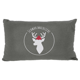 Sofakissen "Schwarzwaldliebe" 50x30cm Hirsch weiß/schwarz 280g Füllung grau Sofakissen Kuschelkissen Herz Dekokissen Reißverschluss waschbar
