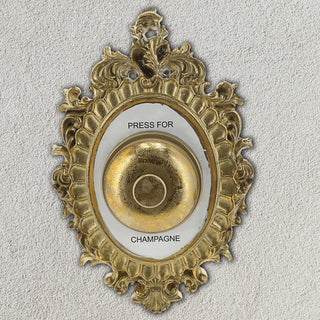 Klingel 'Press for Champagne' 14,5x22x14,5cm Eisen gold/schwarz Concierge-Glocke Klingelton Dekoklingel Champagnerklingel