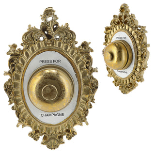 Klingel 'Press for Champagne' 14,5x22x14,5cm Eisen gold/schwarz Concierge-Glocke Klingelton Dekoklingel Champagnerklingel