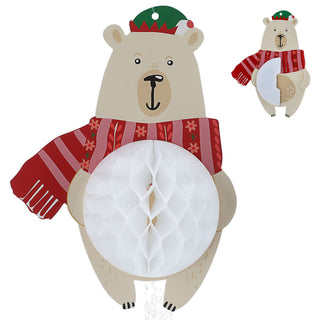 Christbaumschmuck Weihnachtsfiguren Honeycomb 5er Set bunt Papier 300gsm Hänger Rentier Elf Pinguin Santa Eisbär