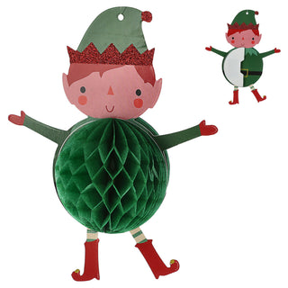 Christbaumschmuck Weihnachtsfiguren Honeycomb 5er Set bunt Papier 300gsm Hänger Rentier Elf Pinguin Santa Eisbär