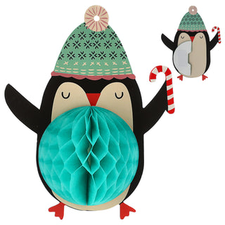 Christbaumschmuck Weihnachtsfiguren Honeycomb 5er Set bunt Papier 300gsm Hänger Rentier Elf Pinguin Santa Eisbär