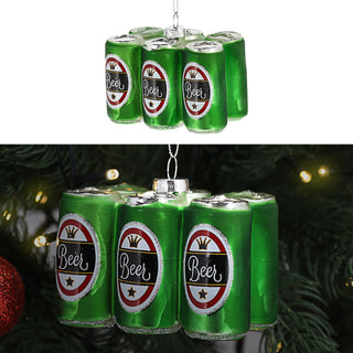 Christbaumschmuck Bierdose handbemalt 10x3x4,5cm Glas bunt Glitzer Weihnachtsaufhänger Baumschmuck