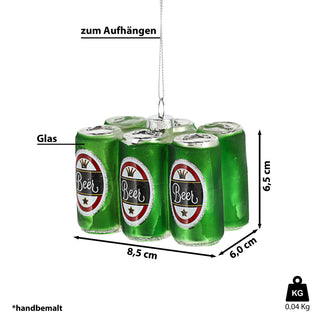 Christbaumschmuck Bierdose handbemalt 10x3x4,5cm Glas bunt Glitzer Weihnachtsaufhänger Baumschmuck