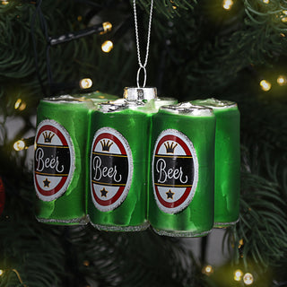 Christbaumschmuck Bierdose handbemalt 10x3x4,5cm Glas bunt Glitzer Weihnachtsaufhänger Baumschmuck